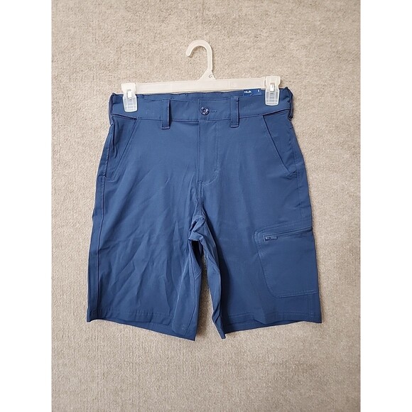 Huk Fishing NXTLVL 10.5 Short Mens S Dark Blue Performance Below Knee Cargo NEW - Picture 1 of 11